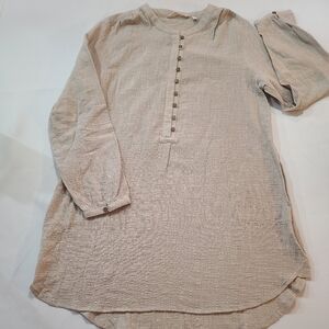Soft Surroundings Womens Light Beige Linen Textured Top Size Medium
